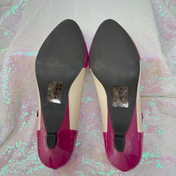 BAIT Footwear T-Strap Mary Jane Pink & Cream Retro Heels Size 10 - Picture 7 of 13